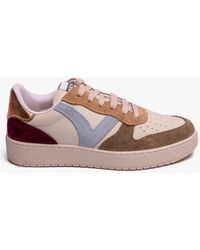 Victoria - Madrid Multicoloured Split Leather Trainers Khaki - Lyst