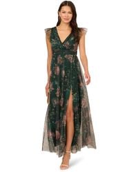 Adrianna Papell - Print Tulle Maxi Dress - Lyst
