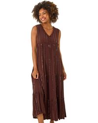Roman - Sequin Tiered Maxi Dress - Lyst