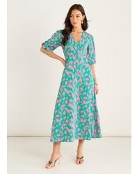 Gini London - Animal Print V Neck Shift Midi Dress - Lyst