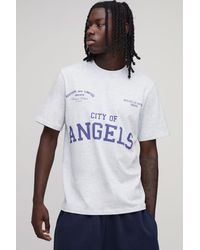 BoohooMAN - Ash Regular City Of Angels T-Shirt Cotton - Lyst
