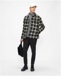 Ted Baker - Incline Checked Wool Wadded Overshirt - Lyst