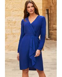 Sosandar - Ruffle Detail Faux Wrap Dress - Lyst