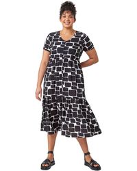 Roman Curve - Pebble Print Tiered Midi Dress - Lyst