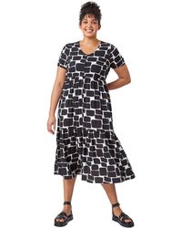Roman Curve - Pebble Print Tiered Midi Dress - Lyst