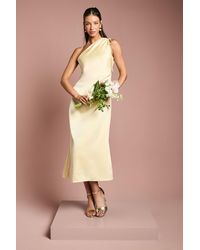 Oasis - Ruched Side Detail One Shoulder Satin Bridesmaids Dress - Lyst