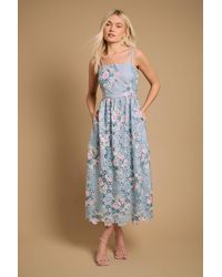 Oasis - Lace Fit And Flare Midaxi Dress - Lyst