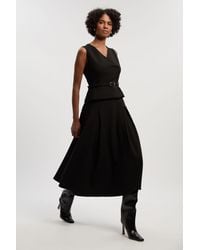 Karen Millen - Compact Essential Belted Tailored Full Midi Dress - Lyst