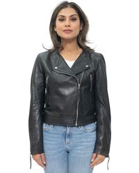 Infinity Leather - Collarless Biker Jacket-Padova - Lyst