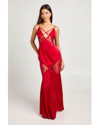 Boohoo - Satin & Lace Mix Panelled Maxi Dress - Lyst