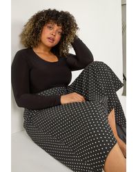 Roman - Curve Spot Print Stretch Midi Skirt - Lyst