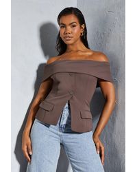 MissPap - Tailored Bardot Sleeveless Blazer Top - Lyst