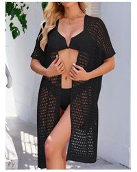 Everyday the Label - Dames Open Front Knoop Openwerk Cover-up - Lyst