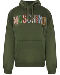 Moschino - Bold Embroidered Multicolour Logo Hoodie Cotton - Lyst