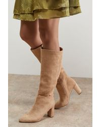 Oasis - Kora Faux Suede High Block Heel Pointed Knee Boots - Lyst