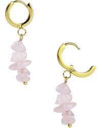 The Jewellery Stockroom - Plated Pvd Waterproof Stainless Steel Gemstone Huggie Drop Earrings - Lyst