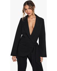 Boohoo - Occasion Tailored Wrap Tie Blazer - Lyst