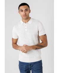 Nines - Knitted Short Sleeve Button-Up Polo Shirt - Lyst