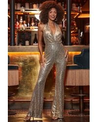 Sosandar - Shimmering Sequin Kick Flare Jumpsuit - Lyst
