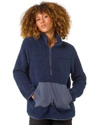 Roman - Funnel Neck Half Zip Fleece Jacket - Lyst