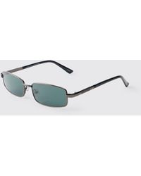BoohooMAN - Metal Rectangle Sunglasses - Lyst