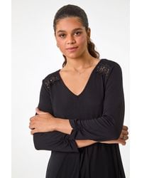 Roman - Floral Crochet Trim Tunic Top - Lyst