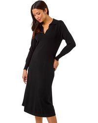 Roman - Scallop Detail Knitted Midi Dress - Lyst