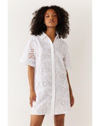 Warehouse - Broderie Mini Shirt Dress - Lyst