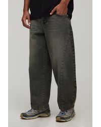 BoohooMAN - Washed Overdye Barrel Leg Jeans - Lyst