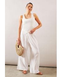 Wallis - Textured Drawstring Wide Leg Trouser - Lyst