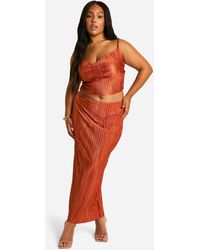 Boohoo - Plus Plisse Cami Top & Midaxi Skirt Co Ord - Lyst