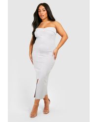 Boohoo - Plus Bengaline Bandeau Utility Midaxi Dress - Lyst