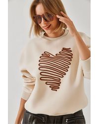 Bianco Lucci - Embroidered Crew Neck Cotton Sweatshirt - Lyst