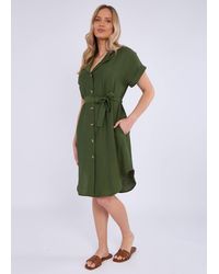 Gini London - Utility Belted Oversized Viscose Shirt Dress - Lyst