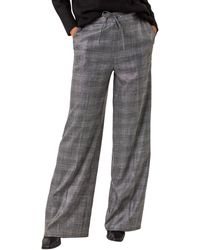 Roman - Check Print Tie Front Wide Leg Trouser - Lyst