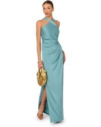 Adrianna Papell - Stretch Satin Long Dress - Lyst