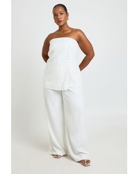 Boohoo - Plus Button Detail Longline Tailored Bandeau - Lyst