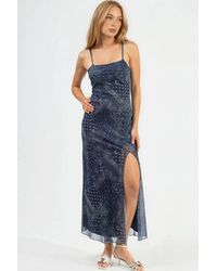 Hiccup - Square Collar Printed Midi Dress - Lyst