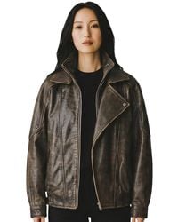Infinity Leather - Cow Big Bomber Biker Blouson Oversized Jacket - Lyst