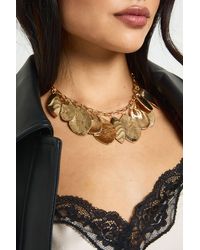 Boohoo - Statement Hammered Charm Necklace - Lyst