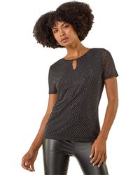 Roman - Embellished Keyhole Stretch Top - Lyst