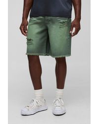 BoohooMAN - Relaxed Fit Ripped Tinted Jean Shorts - Lyst