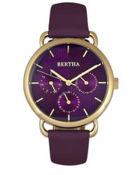 Bertha - Gwen Leather-Band Watch W/Day/Date - Lyst