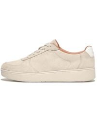 Fitflop - Dames Fit Flop Rally Suede-mix Panel Trainers In Grijs - Lyst