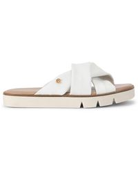 Carvela Kurt Geiger - Vita Cross Strap - Bone Leather Slip On Sandal - Lyst