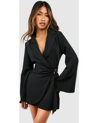 Boohoo - Buckle Detail Tie Waist Tailored Blazer Dress - Lyst