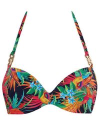 Marlies Dekkers - Swim Voorgevormde Push-up Bikinitop Hula Haka Rood/oranje/donkerblauw - Lyst