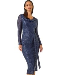 D.u.s.k - Sequin Cowl Neck Pencil Stretch Dress - Lyst