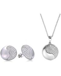 Orphelia - Ladies Embellished 925 Sterling Set: Chain-Pendant + Earrings - Lyst