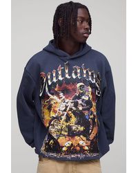 BoohooMAN - Oversized Boxy Outlaws Large Scale Graphic Hoodie - Lyst